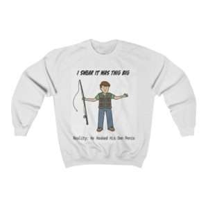 Unisex Heavy Blend Crewneck Sweatshirt - I Swear It Was This Big. Reality: He Hooked His Own Penis