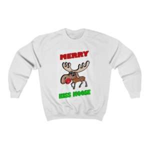 Humorous Unisex Heavy Blend Crewneck Sweatshirt - Merry Kiss Moose