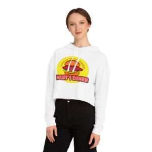 Muff's Diner: Home of the Muff Burger Women’s Cropped Hooded Sweatshirt