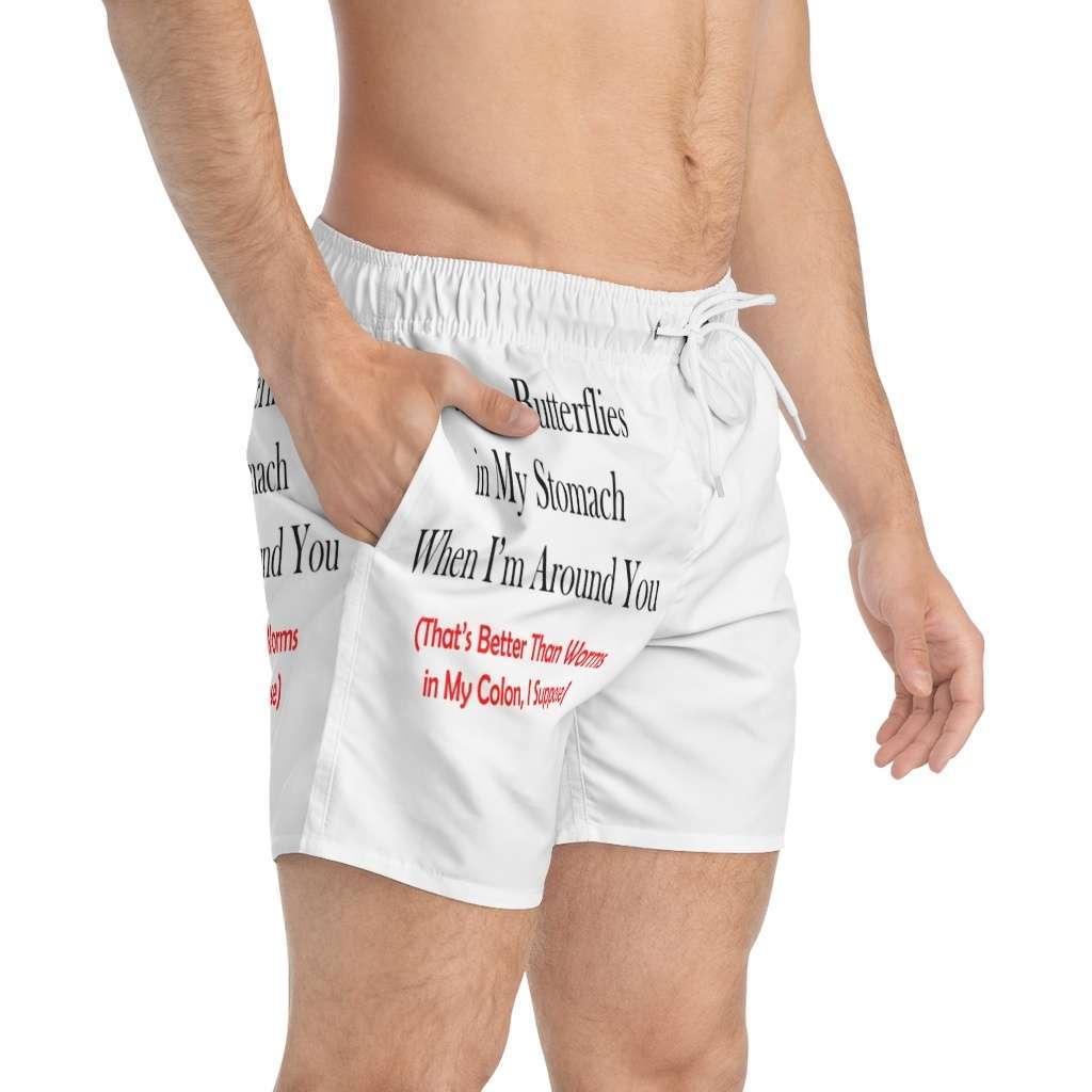 Curious Turnip all over swim trunks