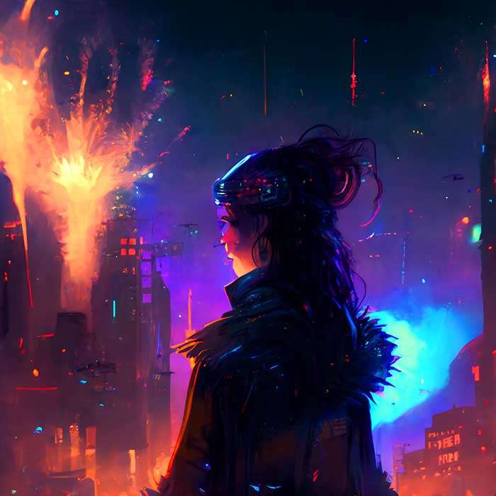 Girl watching fireworks