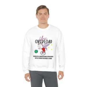 Funny Unisex Heavy Blend Crewneck Sweatshirt - Uni Overload: Unicorn with a Unibrow wearing a unitard riding a unicycle through the universe – so unique!