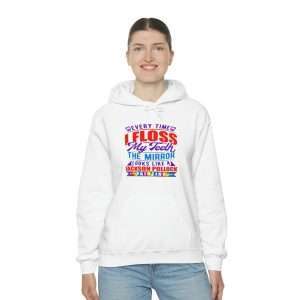 Funny Unisex Heavy Blend Hoodie Sweatshirt - Every Time I Floss My Teeth the Mirror Looks Like a Jackson Pollock Painting