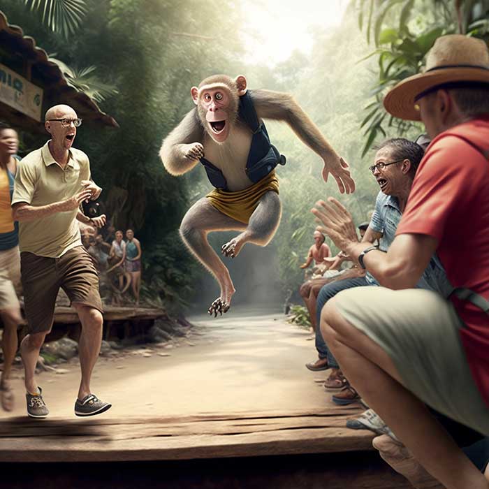 monkey running through jungle
