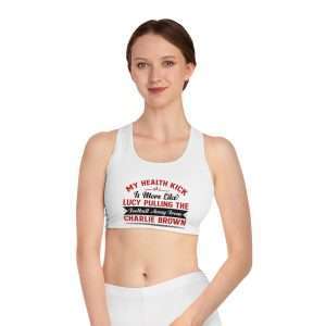 Funny Women’s Sports Bra - My Health Kick Is More Like Lucy Pulling the Football Away from Charlie Brown